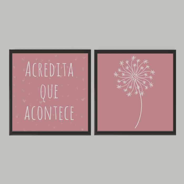 Kit Quadros Decorativos Acredita que acontece - quadro decorativo em ambiente decorado