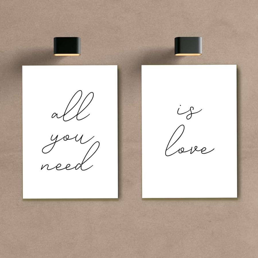 Kit Quadros Decorativos All you need is love - quadro decorativo em ambiente decorado