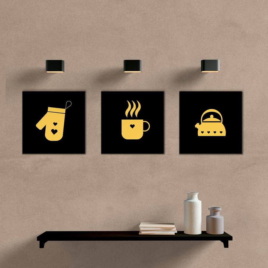 Kit Quadros Decorativos Cozinha Coffee - quadro decorativo em ambiente decorado