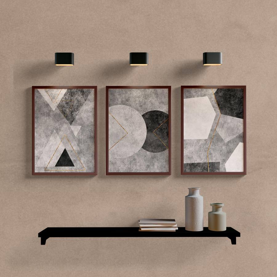 Kit Quadros Decorativos Abstrato Cinza - imagem 5