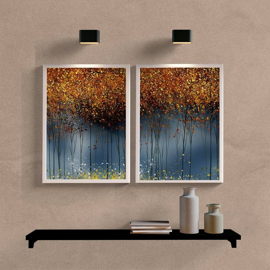 Kit Quadros Decorativos Abstrato Forest - detalhe da moldura e acabamento