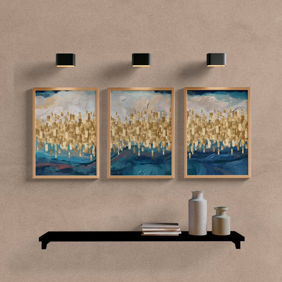 Kit Quadros Decorativos Abstrato Gold B - vista aproximada da impressão