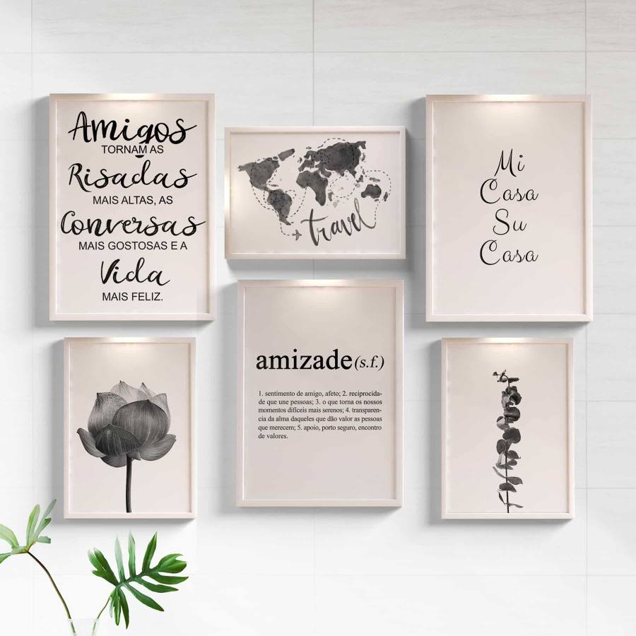 Kit Quadros Decorativos Amigos - detalhe da moldura e acabamento