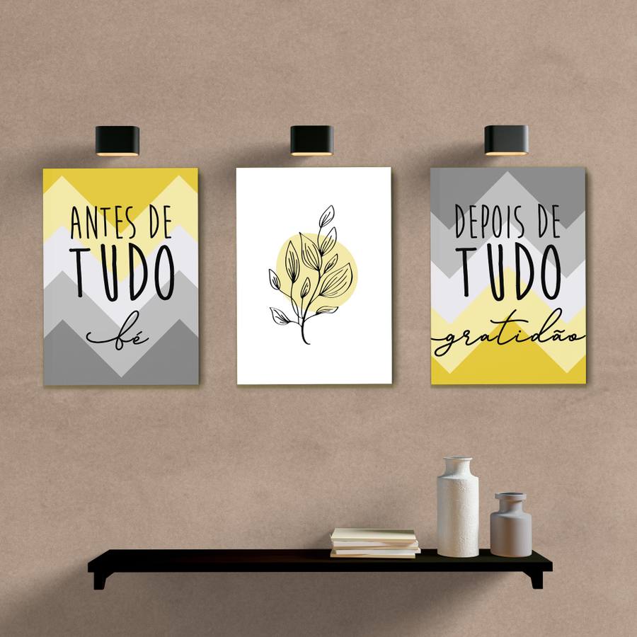 Kit Quadros Decorativos Antes de tudo fé - quadro decorativo em ambiente decorado