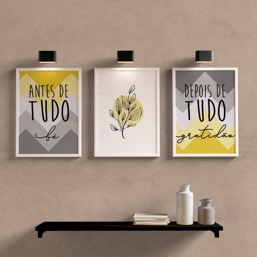 Kit Quadros Decorativos Antes de tudo fé - detalhe da moldura e acabamento