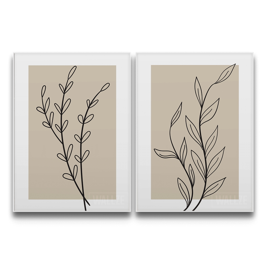 Kit Quadros Decorativos Botanical Line Art - detalhe da moldura e acabamento