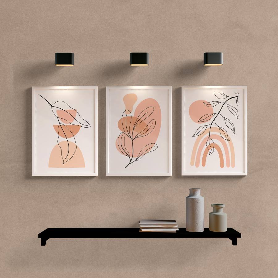 Kit Quadros Decorativos Botanical Minimal - detalhe da moldura e acabamento