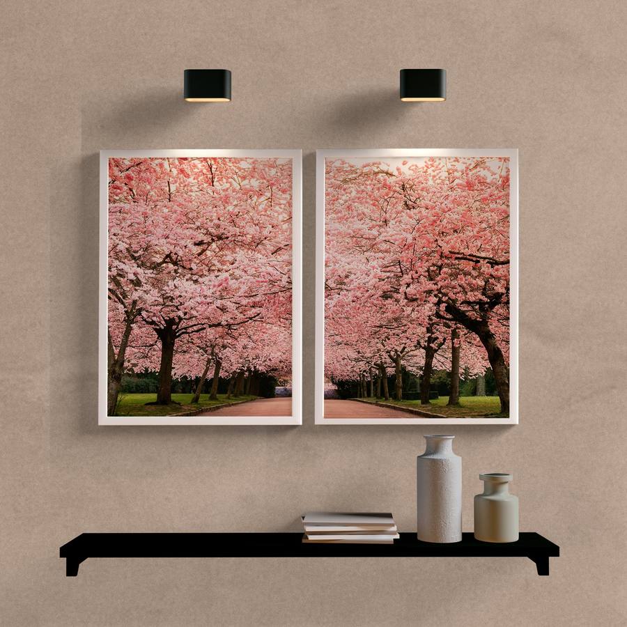 Kit Quadros Decorativos Caminho Rosa - detalhe da moldura e acabamento