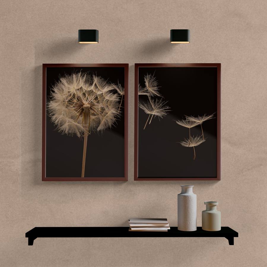 Kit Quadros Decorativos Dente de Leão Fundo Escuro - imagem 5