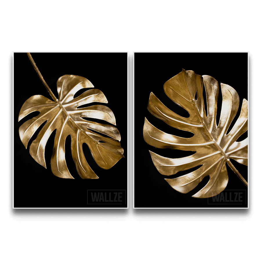Kit Quadros Decorativos Folhas de Ouro - detalhe da moldura e acabamento