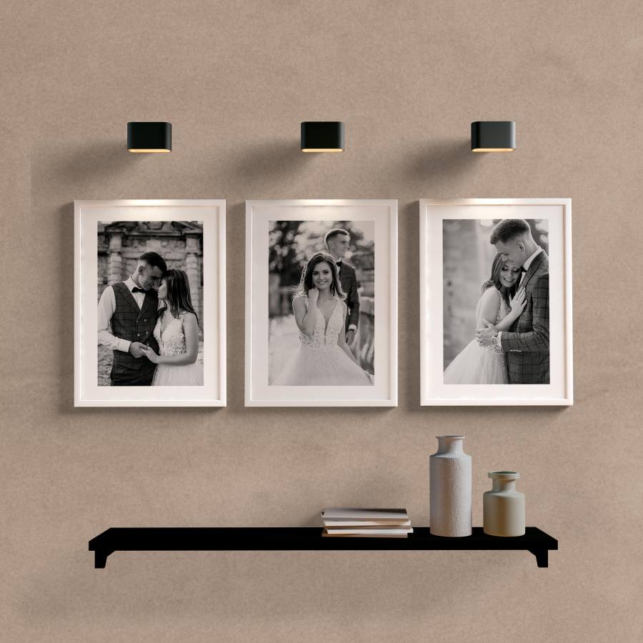Kit Quadros Decorativos Fotos Preta e Branca - detalhe da moldura e acabamento