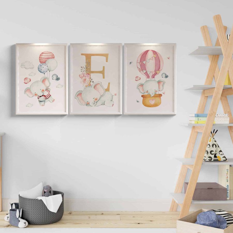 Kit Quadros Decorativos infantil Elefante