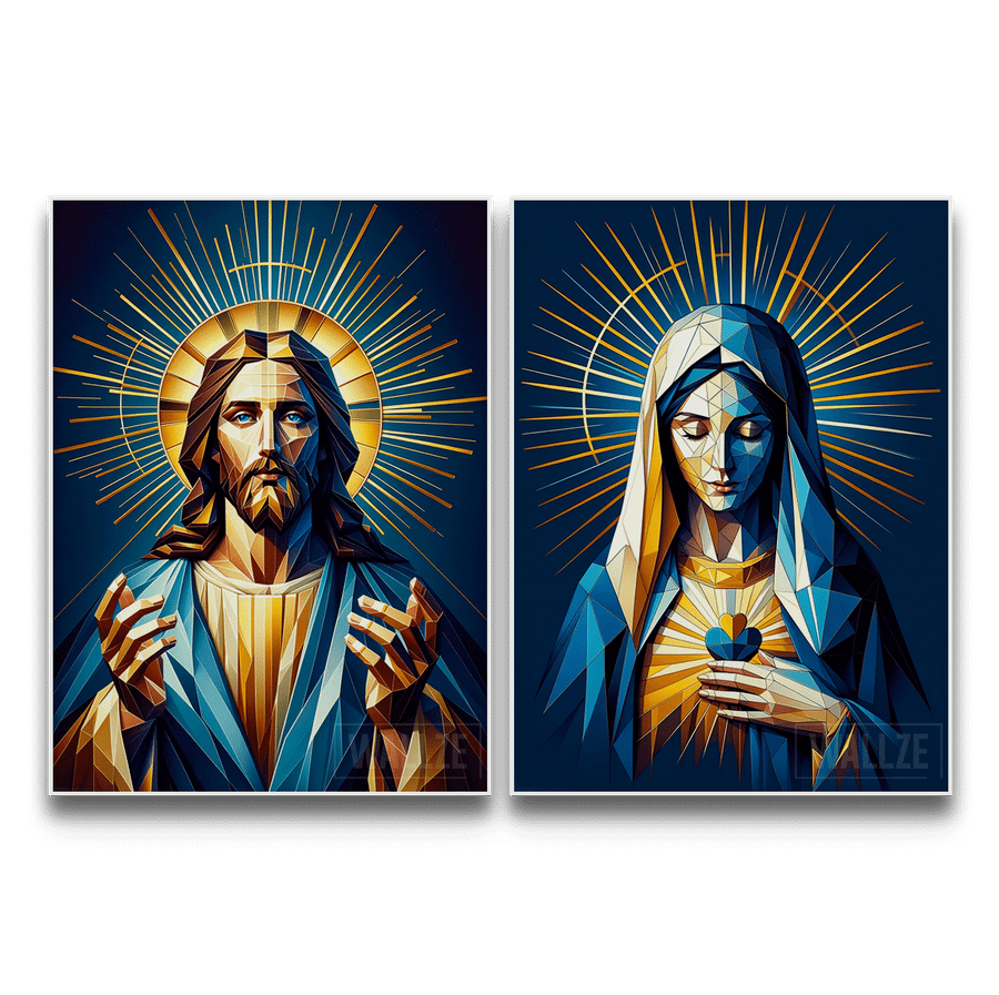 Kit Quadros Decorativos Jesus e Maria - O Sagrado e o Divino - detalhe da moldura e acabamento