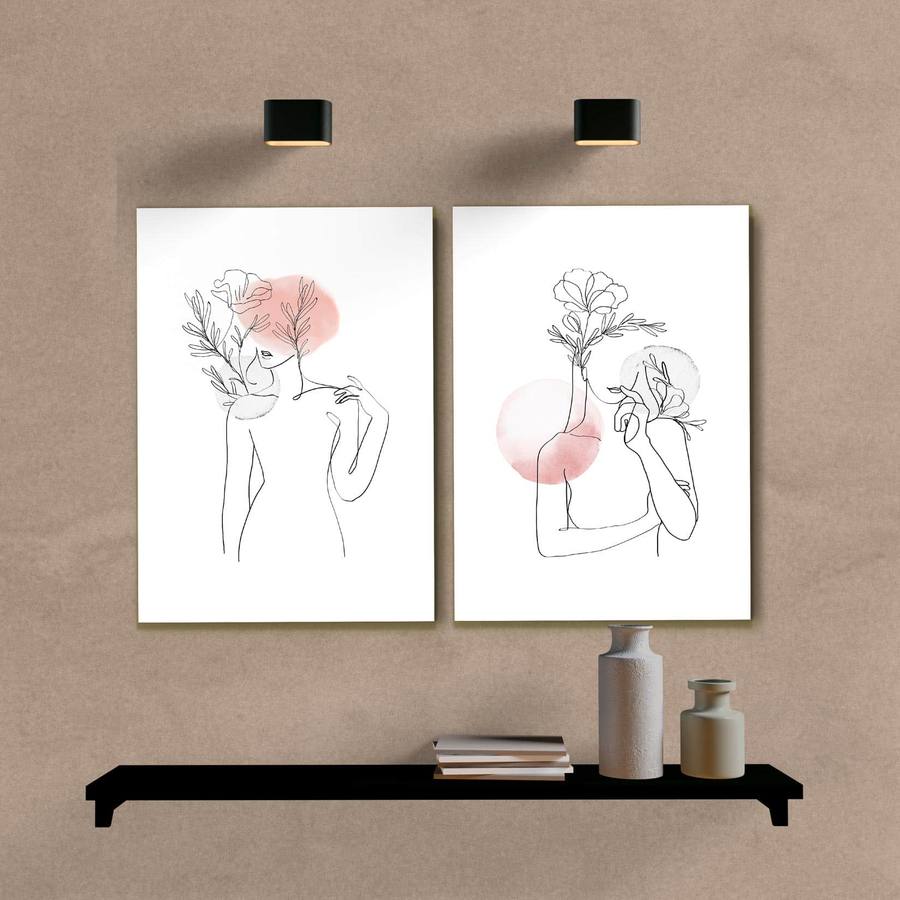 Kit Quadros Decorativos Minimalista Mulher - vista aproximada da impressão