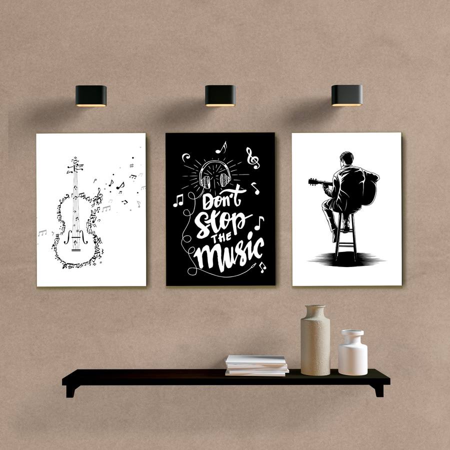 Kit Quadros Decorativos Música - quadro decorativo em ambiente decorado