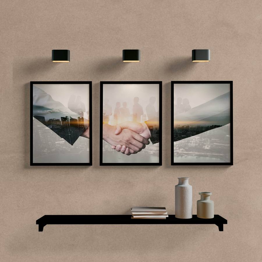 Kit Quadros Decorativos Negócios - quadro decorativo em ambiente decorado
