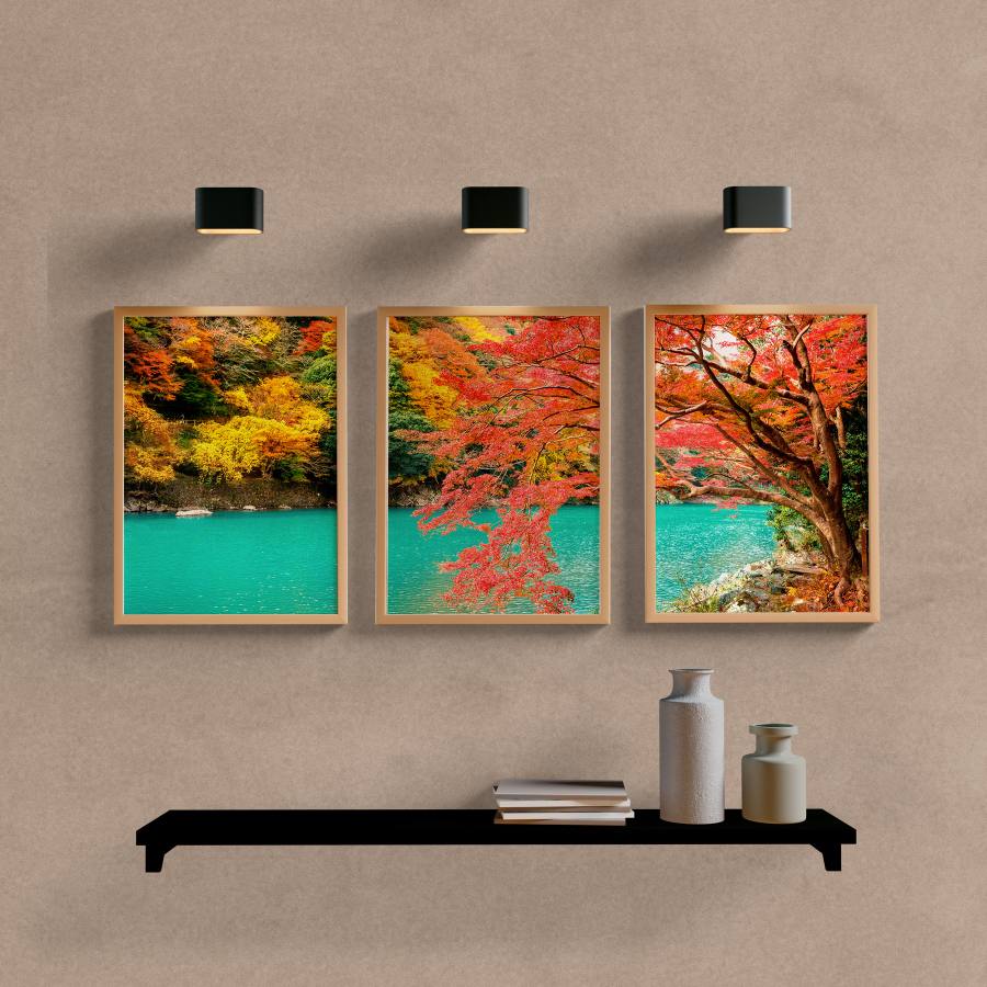 Kit Quadros Decorativos Paisagem Arashiyama - vista aproximada da impressão