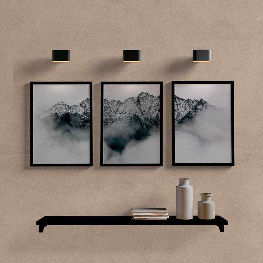 Kit Quadros Decorativos Paisagem Montanha - quadro decorativo em ambiente decorado