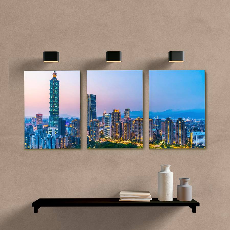 Kit Quadros Decorativos para Sala Prédios 2 - quadro decorativo em ambiente decorado