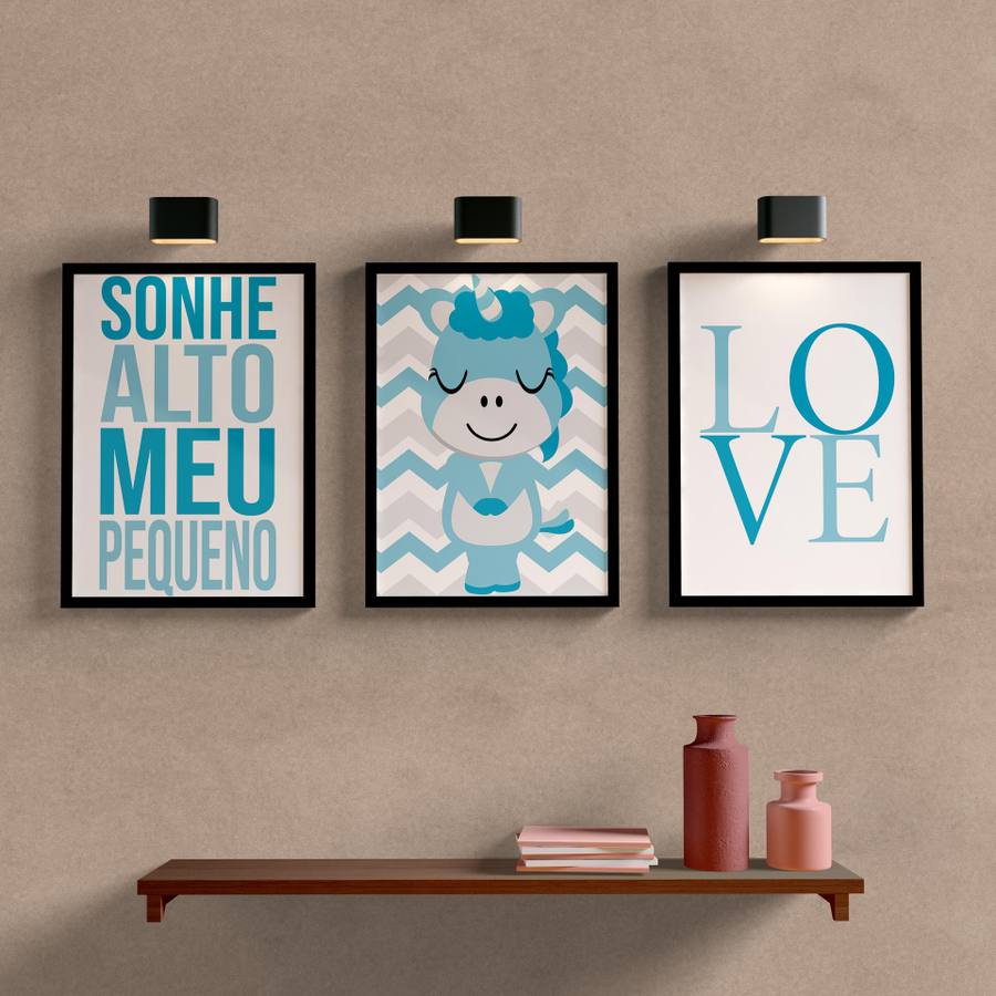 Kit Quadros Decorativos Quarto de Menino - detalhe da moldura e acabamento