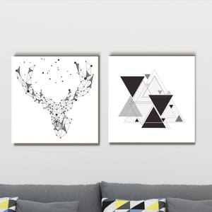Kit Quadros Decorativos Sala Geométrico preto e cinza | Wallze