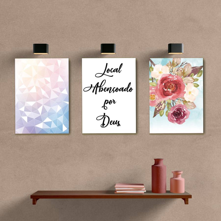 Kit Quadros Decorativos Sala/Quarto Local Abençoado por Deus - quadro decorativo em ambiente decorado