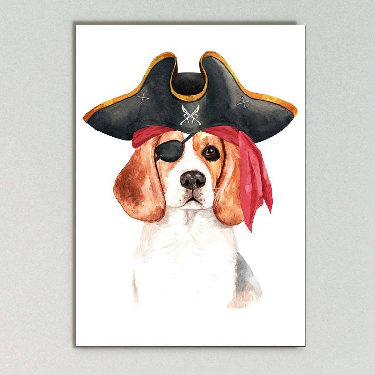Quadro Decorativo Beagle Pirata - quadro decorativo em ambiente decorado