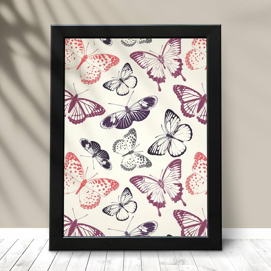 Quadro Decorativo Borboletas - detalhe da moldura e acabamento