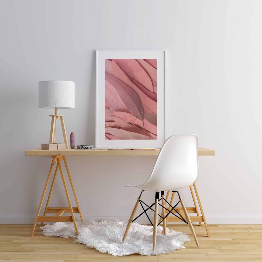 Quadro Decorativo Folhas Rosa - vista aproximada da impressão