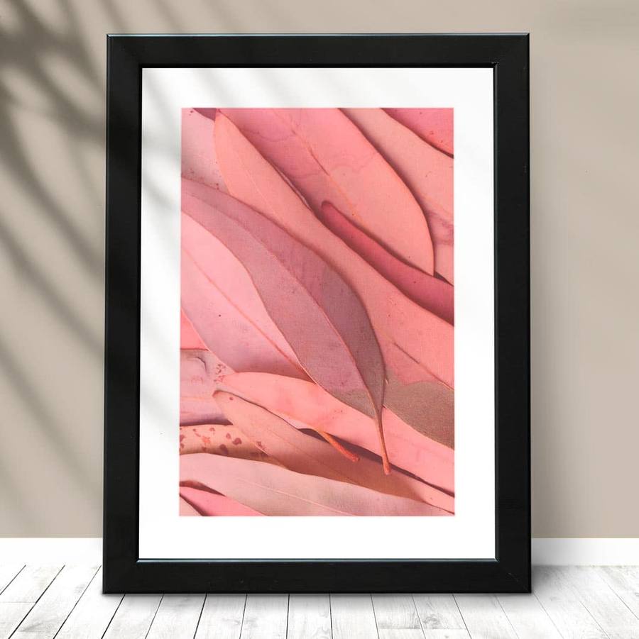 Quadro Decorativo Folhas Rosa - detalhe da moldura e acabamento