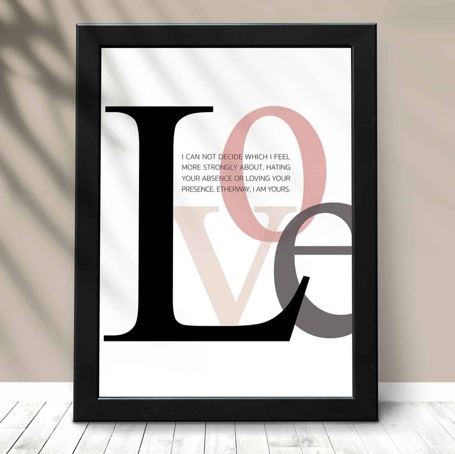 Quadro Decorativo Love - detalhe da moldura e acabamento