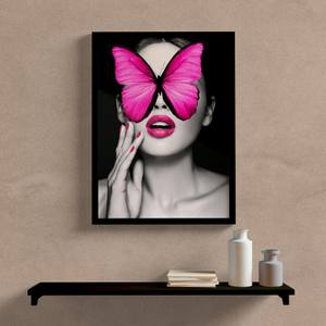 Quadro Mulher Borboleta Rosa