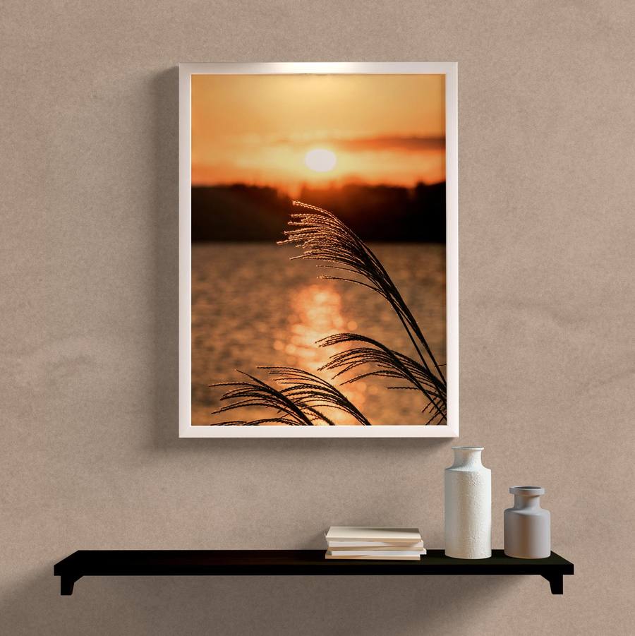 Quadro Decorativo Paisagem Juncos no Sol - detalhe da moldura e acabamento