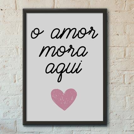Quadro Decorativo O amor mora aqui - quadro decorativo em ambiente decorado
