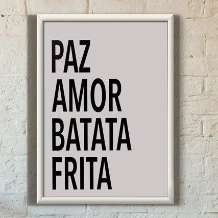 Quadro Decorativo Paz, Amor, Batata Frita - quadro decorativo em ambiente decorado