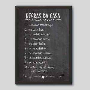 Quadro Decorativo Regras da Casa | Wallze