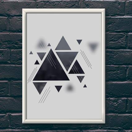 Quadro Decorativo Triângulos - quadro decorativo em ambiente decorado