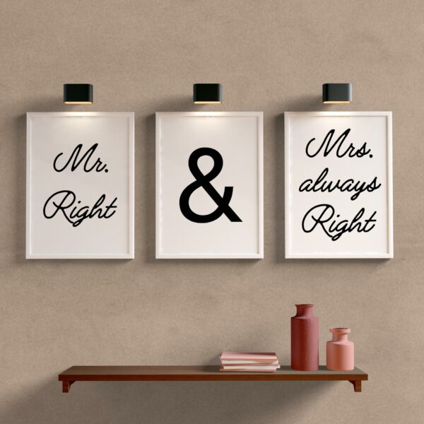 Kit Quadros Decorativos Mr. Right & Mrs. always Right