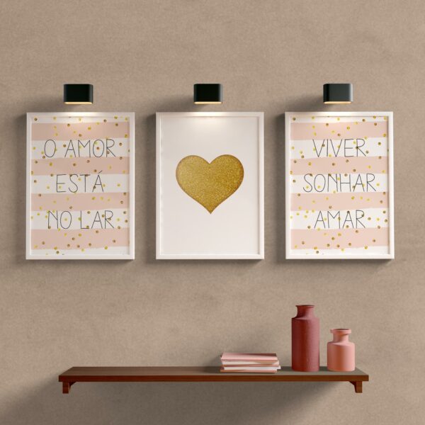 Kit Quadros Decorativos Para Sala o amor esta no lar
