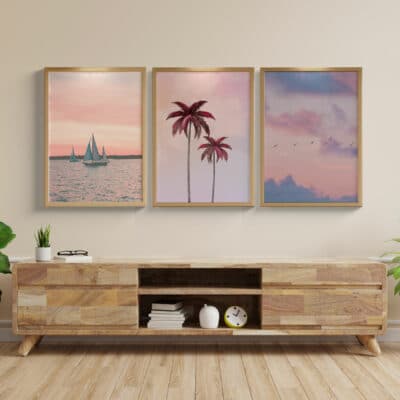 kit quadros paisagem rose