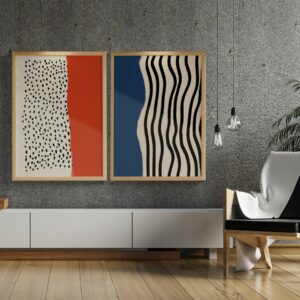 ambiente-kit-quadros-decorativos-abstrato-duo-laranja-e-azul-moldura-crua